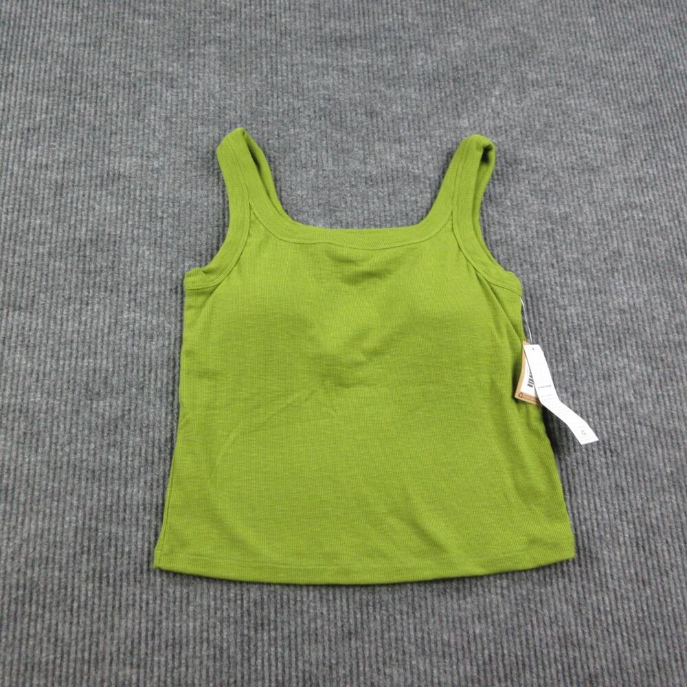 Title Nine Tank Womens L Green Square Neck Built-In Bra Headlands Activewear NWT